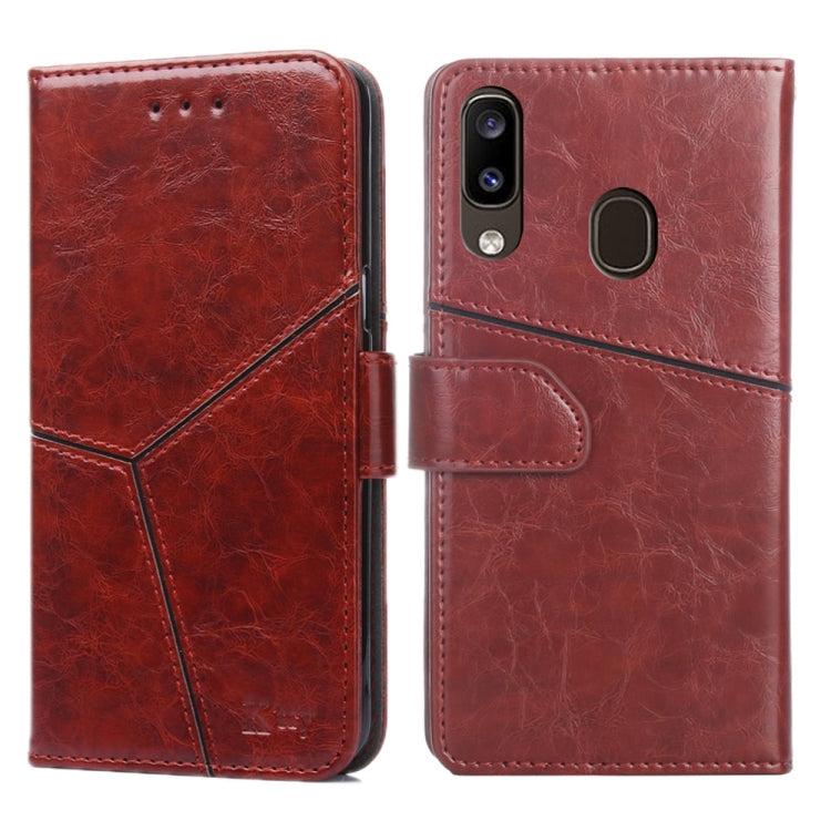 For Samsung Galaxy A20 Geometric Stitching Horizontal Flip TPU + PU Leather Case with Holder & Card Slots & Wallet