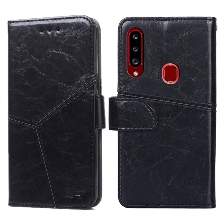 For Samsung Galaxy A20s Geometric Stitching Horizontal Flip TPU + PU Leather Case with Holder & Card Slots & Wallet