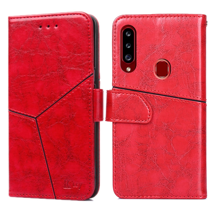 For Samsung Galaxy A20s Geometric Stitching Horizontal Flip TPU + PU Leather Case with Holder & Card Slots & Wallet