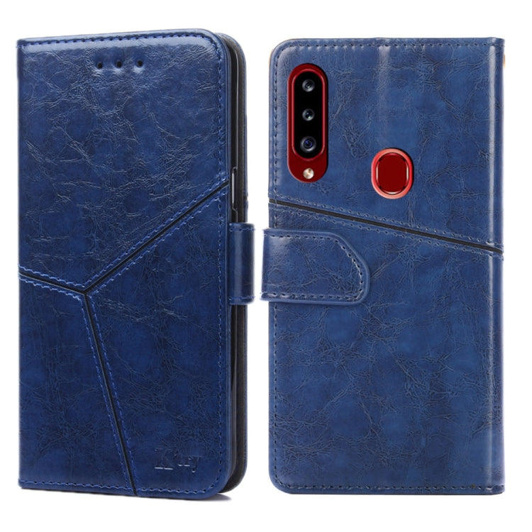 For Samsung Galaxy A20s Geometric Stitching Horizontal Flip TPU + PU Leather Case with Holder & Card Slots & Wallet