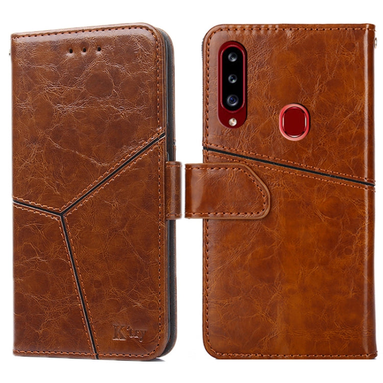 For Samsung Galaxy A20s Geometric Stitching Horizontal Flip TPU + PU Leather Case with Holder & Card Slots & Wallet