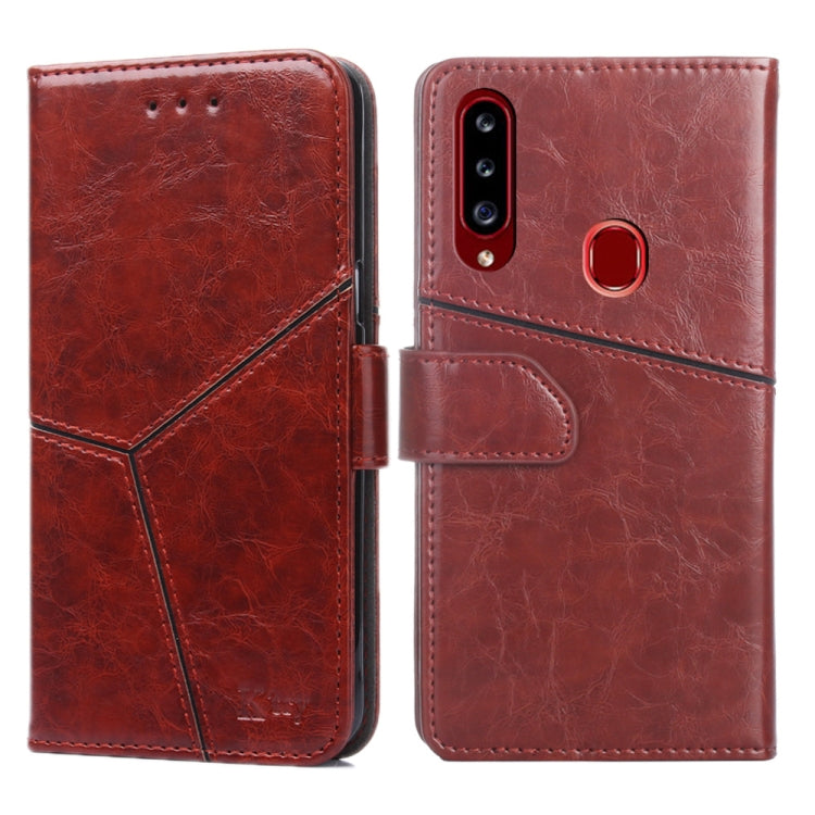 For Samsung Galaxy A20s Geometric Stitching Horizontal Flip TPU + PU Leather Case with Holder & Card Slots & Wallet