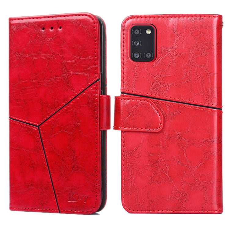 For Samsung Galaxy A31(EU Version) Geometric Stitching Horizontal Flip TPU + PU Leather Case with Holder & Card Slots & Wallet