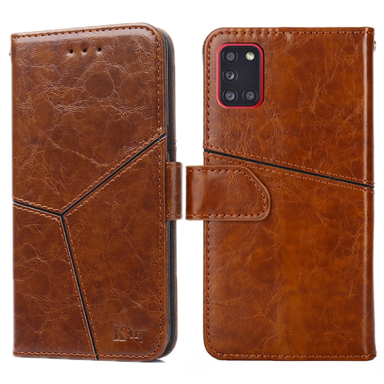 For Samsung Galaxy A31(EU Version) Geometric Stitching Horizontal Flip TPU + PU Leather Case with Holder & Card Slots & Wallet