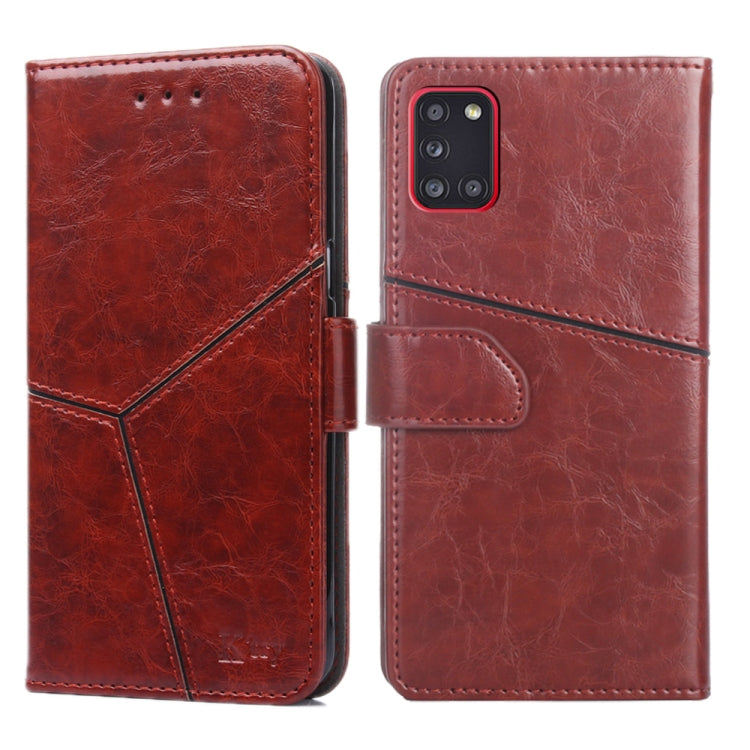 For Samsung Galaxy A31(EU Version) Geometric Stitching Horizontal Flip TPU + PU Leather Case with Holder & Card Slots & Wallet