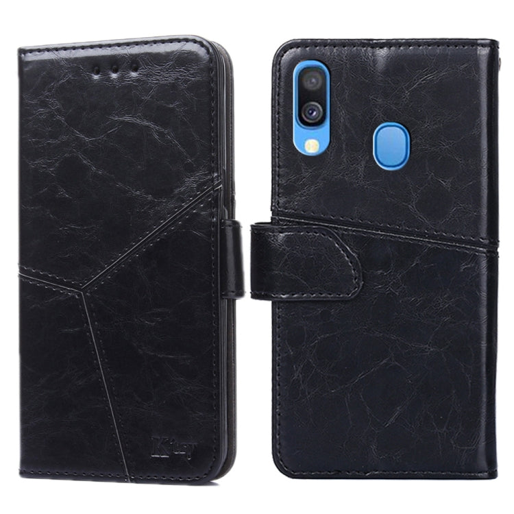 For Samsung Galaxy A40 Geometric Stitching Horizontal Flip TPU + PU Leather Case with Holder & Card Slots & Wallet