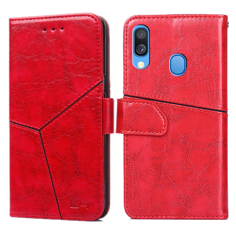 For Samsung Galaxy A40 Geometric Stitching Horizontal Flip TPU + PU Leather Case with Holder & Card Slots & Wallet