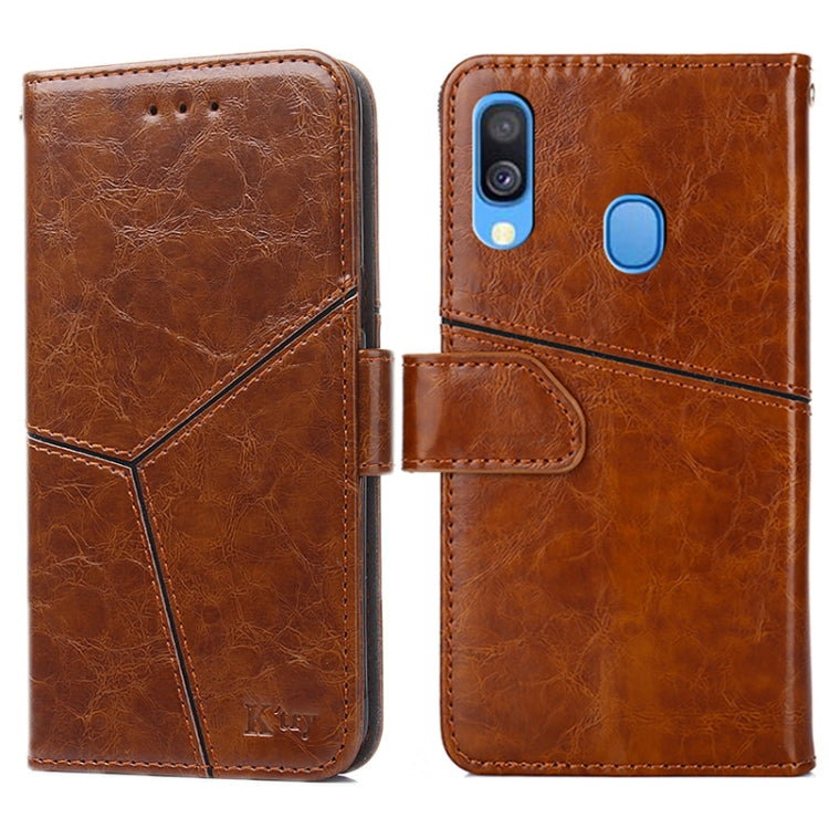 For Samsung Galaxy A40 Geometric Stitching Horizontal Flip TPU + PU Leather Case with Holder & Card Slots & Wallet