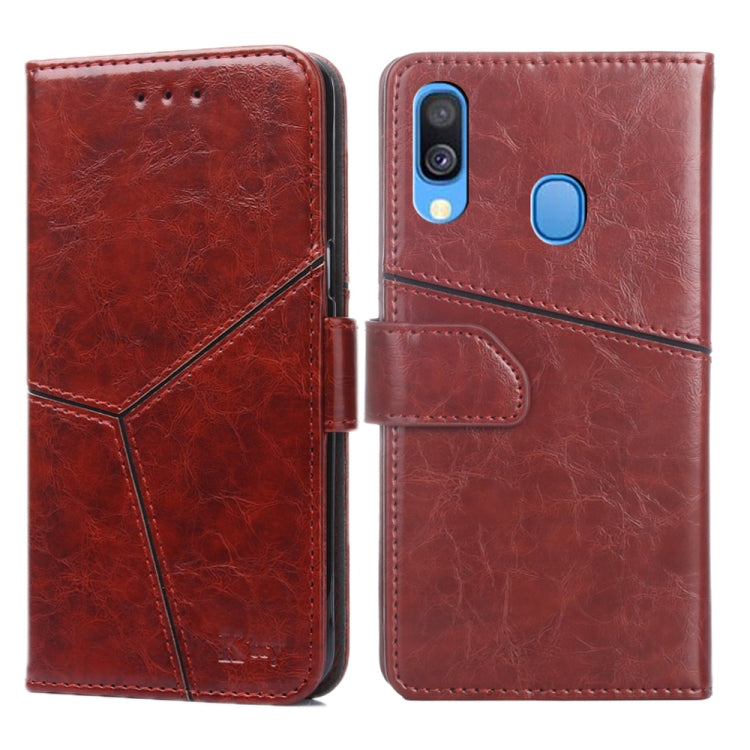 For Samsung Galaxy A40 Geometric Stitching Horizontal Flip TPU + PU Leather Case with Holder & Card Slots & Wallet
