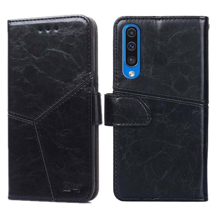 For Samsung Galaxy A50 Geometric Stitching Horizontal Flip TPU + PU Leather Case with Holder & Card Slots & Wallet