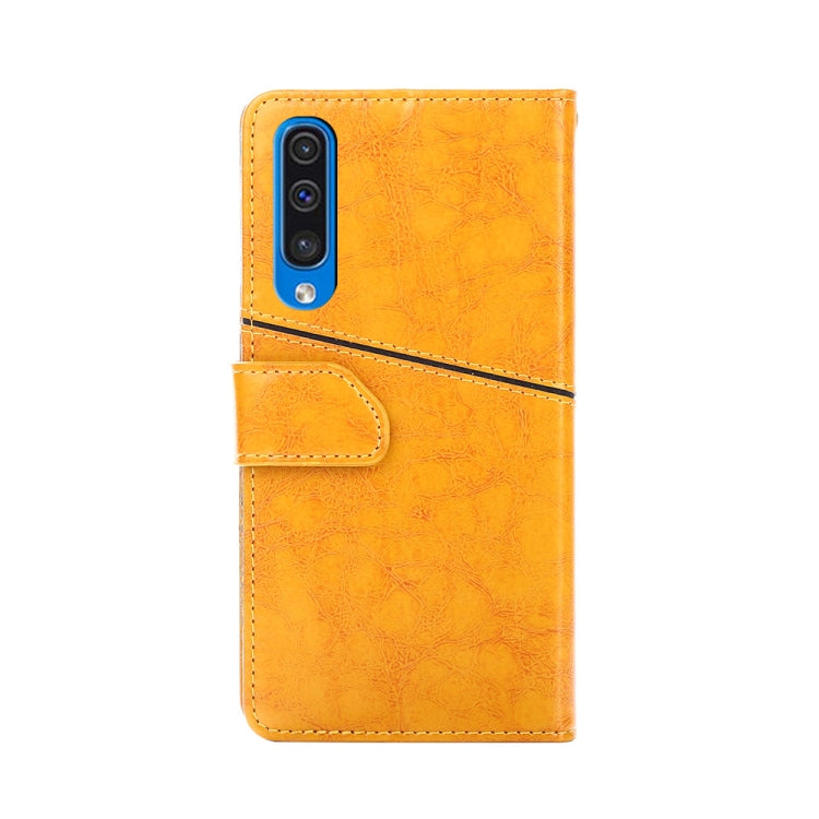 For Samsung Galaxy A50 Geometric Stitching Horizontal Flip TPU + PU Leather Case with Holder & Card Slots & Wallet