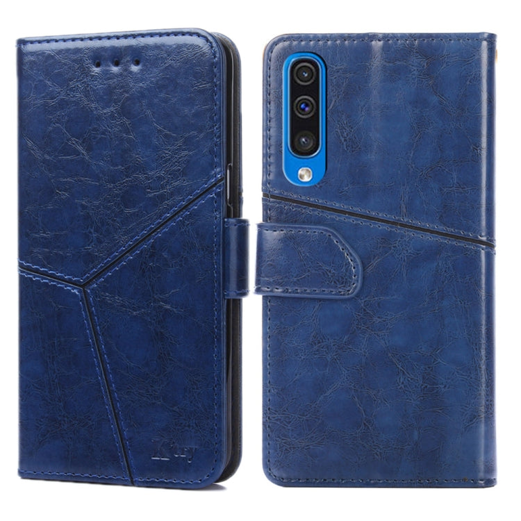For Samsung Galaxy A50 Geometric Stitching Horizontal Flip TPU + PU Leather Case with Holder & Card Slots & Wallet