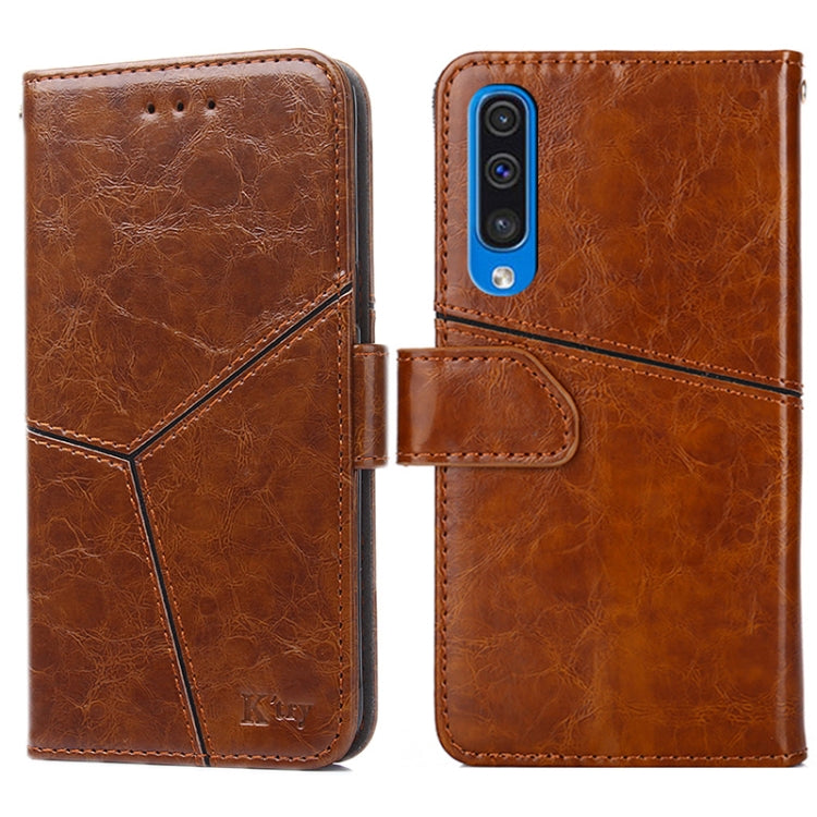 For Samsung Galaxy A50 Geometric Stitching Horizontal Flip TPU + PU Leather Case with Holder & Card Slots & Wallet