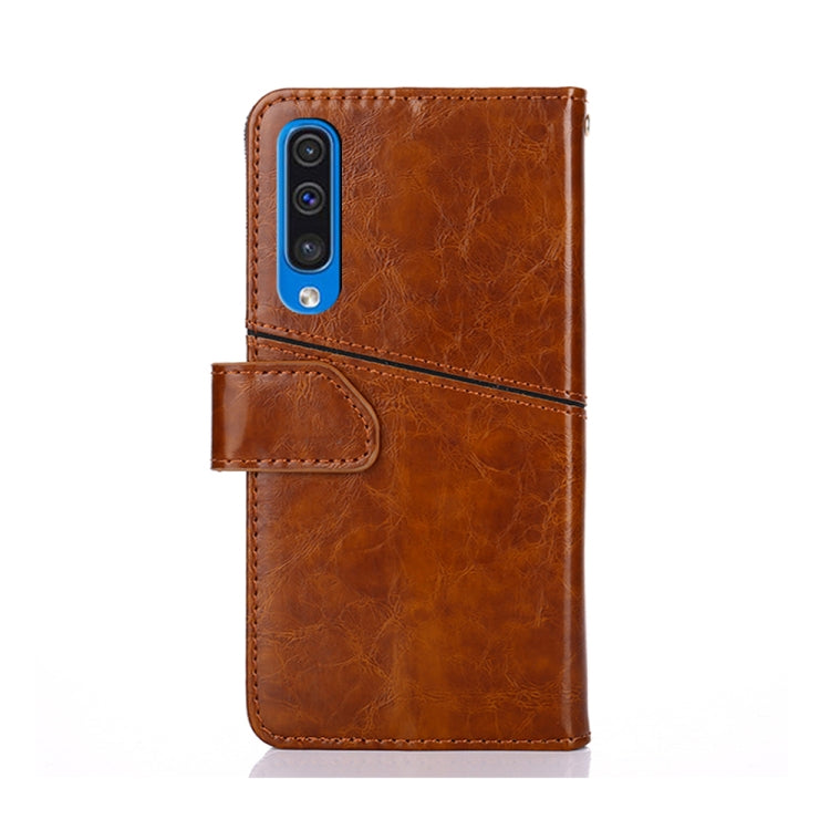 For Samsung Galaxy A50 Geometric Stitching Horizontal Flip TPU + PU Leather Case with Holder & Card Slots & Wallet