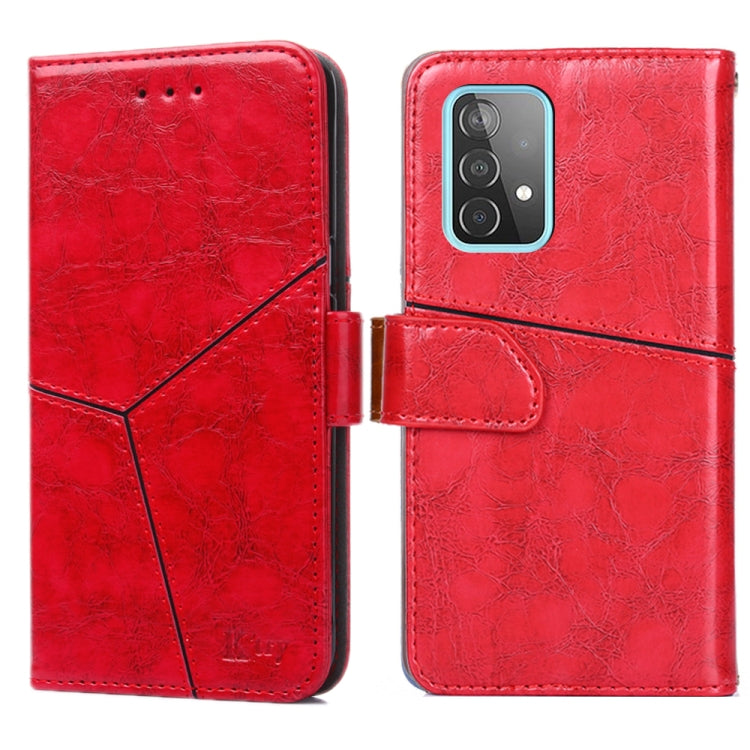 For Samsung Galaxy A52 5G / 4G Geometric Stitching Horizontal Flip TPU + PU Leather Case with Holder & Card Slots & Wallet