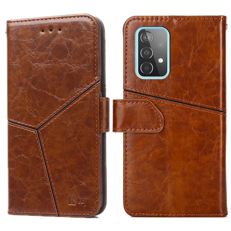 For Samsung Galaxy A52 5G / 4G Geometric Stitching Horizontal Flip TPU + PU Leather Case with Holder & Card Slots & Wallet