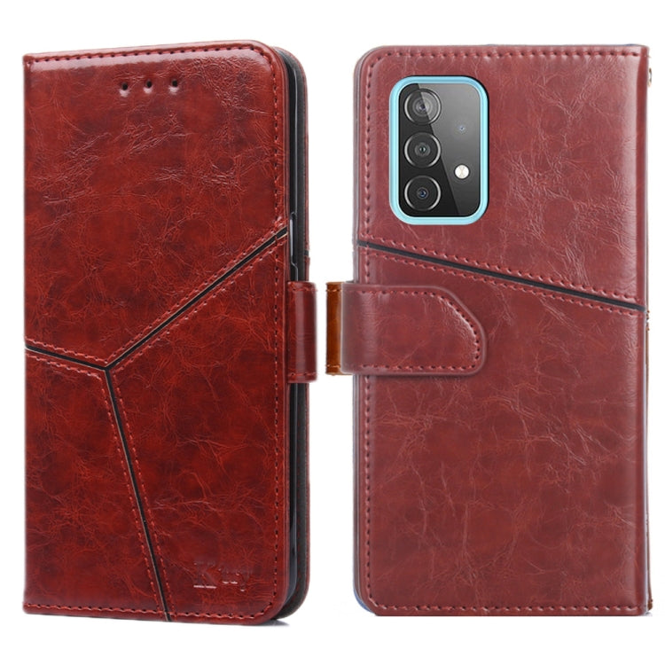 For Samsung Galaxy A52 5G / 4G Geometric Stitching Horizontal Flip TPU + PU Leather Case with Holder & Card Slots & Wallet
