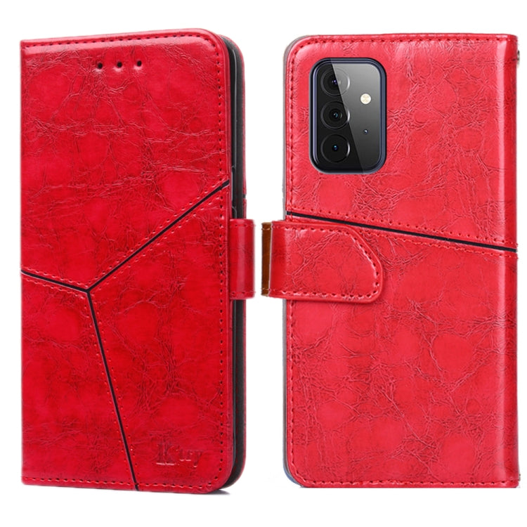 For Samsung Galaxy A72 5G / 4G Geometric Stitching Horizontal Flip TPU + PU Leather Case with Holder & Card Slots & Wallet