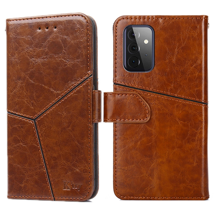 For Samsung Galaxy A72 5G / 4G Geometric Stitching Horizontal Flip TPU + PU Leather Case with Holder & Card Slots & Wallet