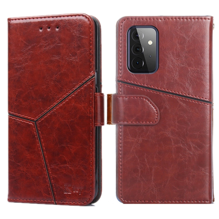 For Samsung Galaxy A72 5G / 4G Geometric Stitching Horizontal Flip TPU + PU Leather Case with Holder & Card Slots & Wallet