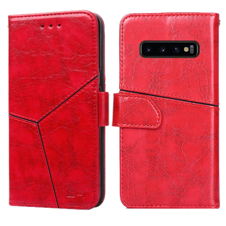 For Samsung Galaxy S10+ Geometric Stitching Horizontal Flip TPU + PU Leather Case with Holder & Card Slots & Wallet