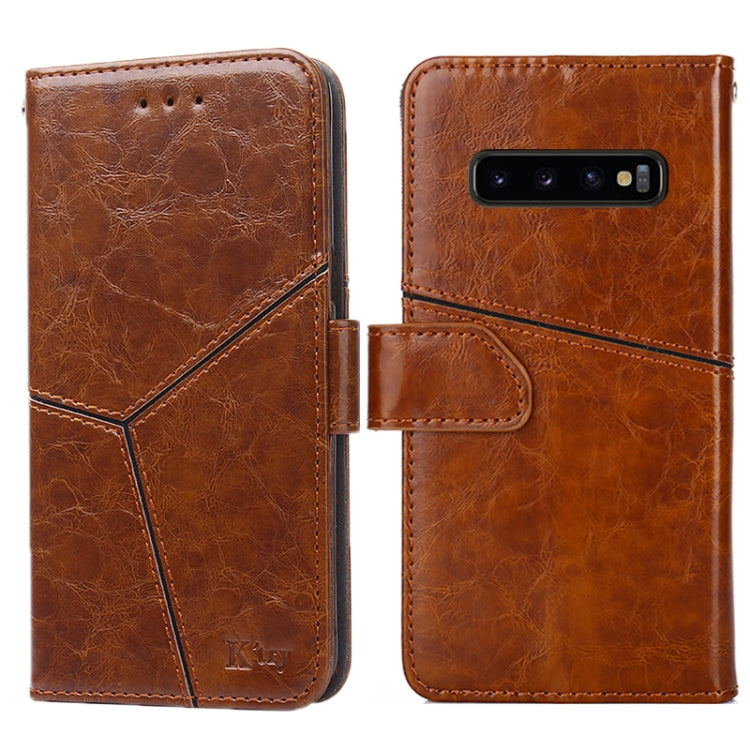 For Samsung Galaxy S10+ Geometric Stitching Horizontal Flip TPU + PU Leather Case with Holder & Card Slots & Wallet