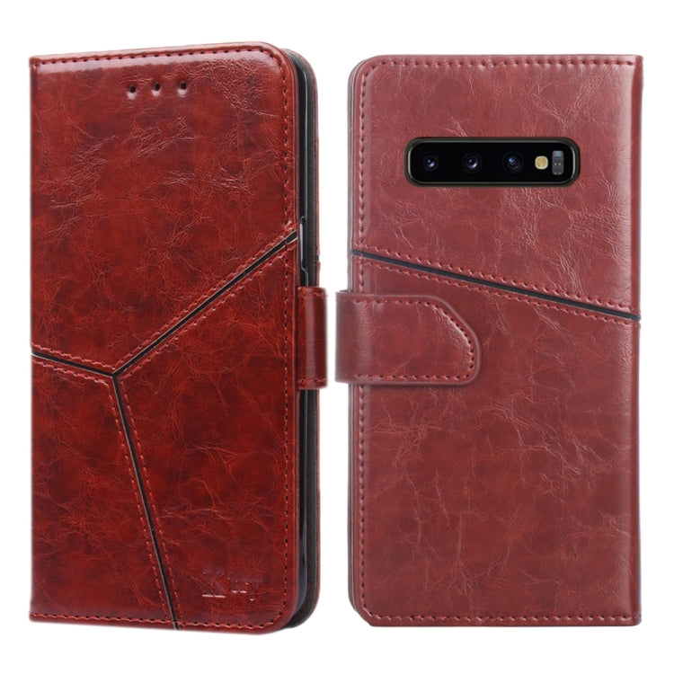For Samsung Galaxy S10+ Geometric Stitching Horizontal Flip TPU + PU Leather Case with Holder & Card Slots & Wallet