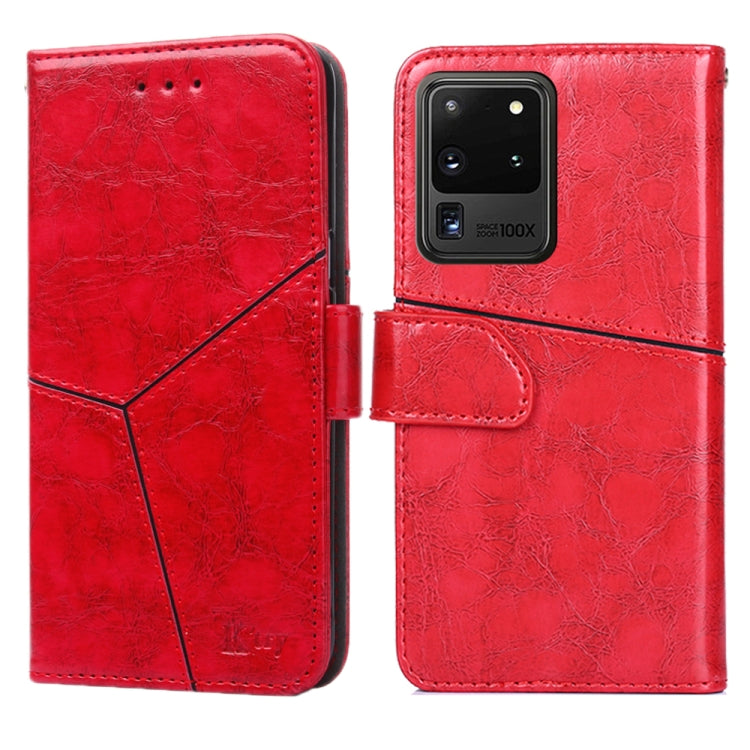 For Samsung Galaxy S20 Ultra Geometric Stitching Horizontal Flip TPU + PU Leather Case with Holder & Card Slots & Wallet