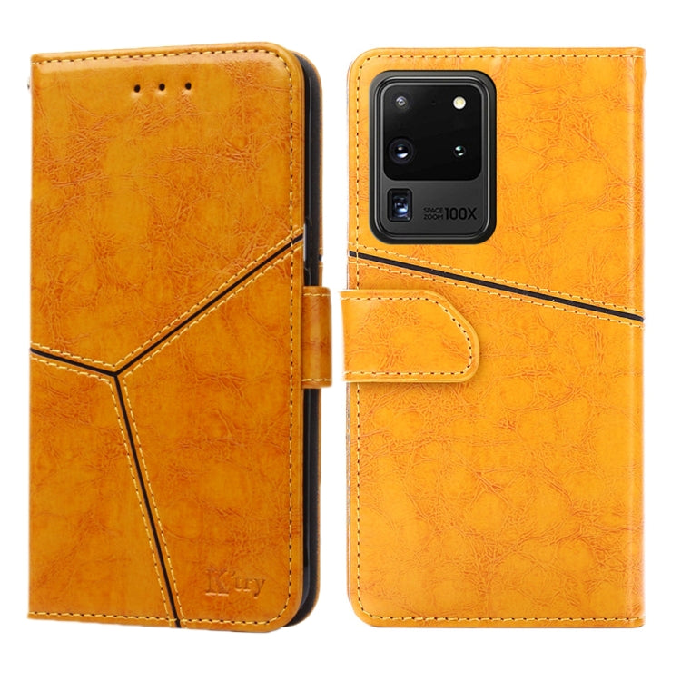 For Samsung Galaxy S20 Ultra Geometric Stitching Horizontal Flip TPU + PU Leather Case with Holder & Card Slots & Wallet