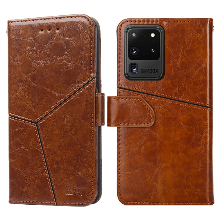 For Samsung Galaxy S20 Ultra Geometric Stitching Horizontal Flip TPU + PU Leather Case with Holder & Card Slots & Wallet