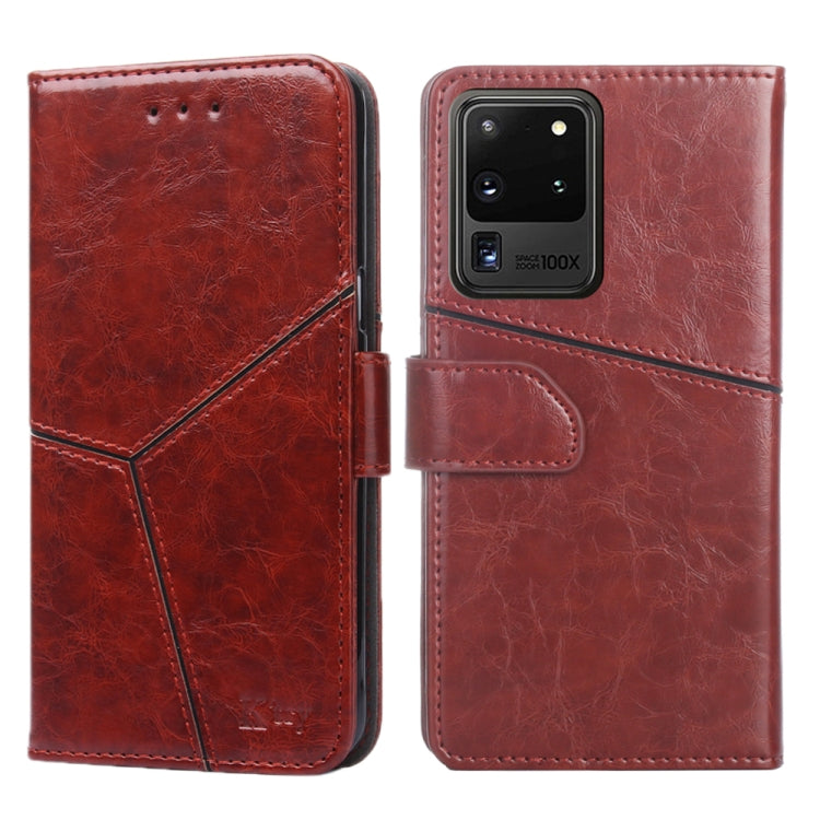 For Samsung Galaxy S20 Ultra Geometric Stitching Horizontal Flip TPU + PU Leather Case with Holder & Card Slots & Wallet