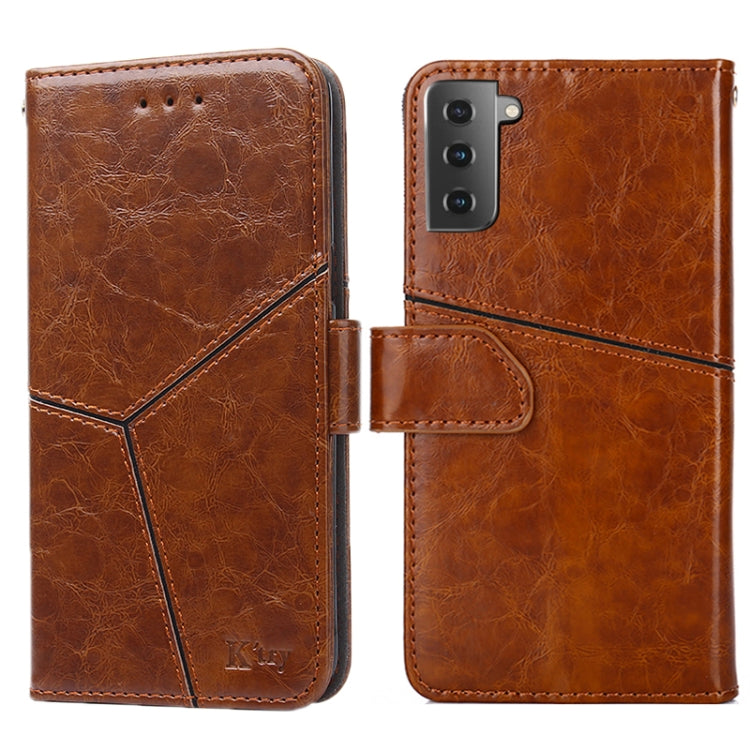 For Samsung Galaxy S21 5G Geometric Stitching Horizontal Flip TPU + PU Leather Case with Holder & Card Slots & Wallet