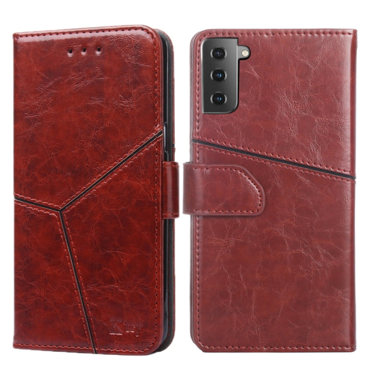 For Samsung Galaxy S21 5G Geometric Stitching Horizontal Flip TPU + PU Leather Case with Holder & Card Slots & Wallet