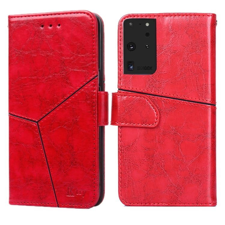For Samsung Galaxy S21 Ultra 5G Geometric Stitching Horizontal Flip TPU + PU Leather Case with Holder & Card Slots & Wallet