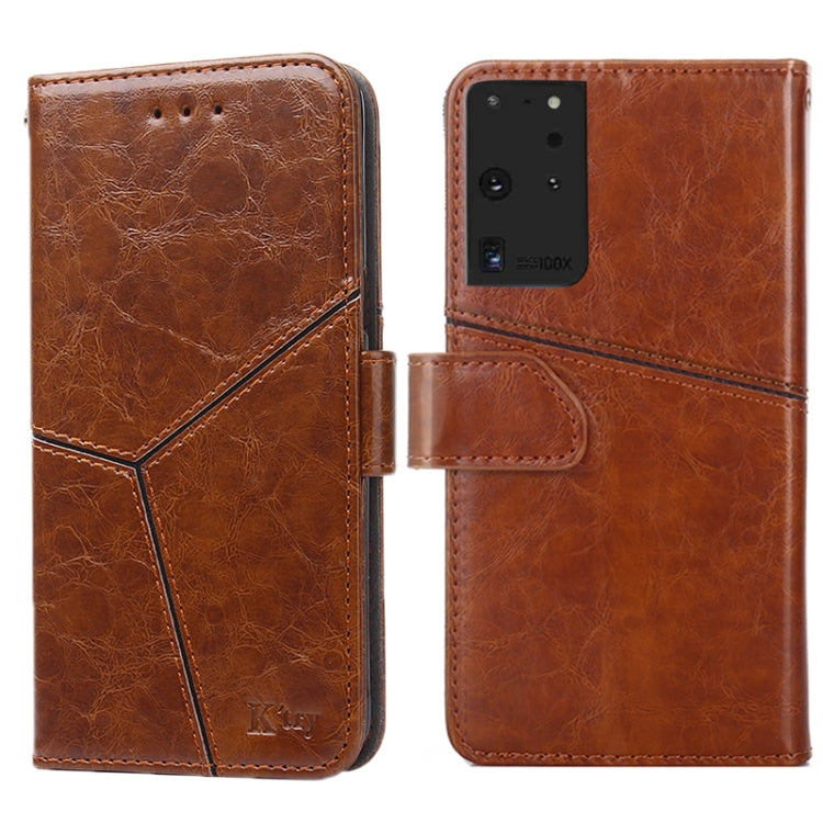 For Samsung Galaxy S21 Ultra 5G Geometric Stitching Horizontal Flip TPU + PU Leather Case with Holder & Card Slots & Wallet