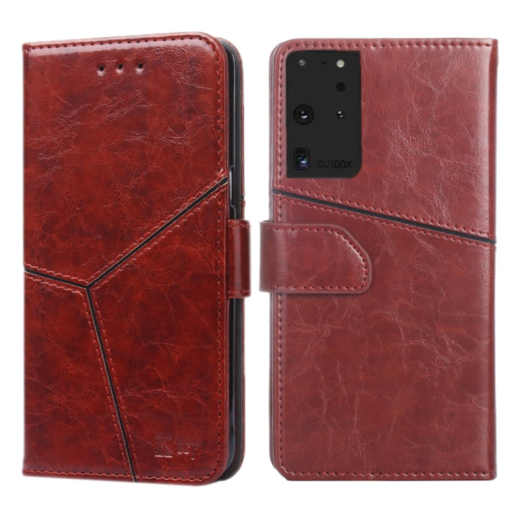For Samsung Galaxy S21 Ultra 5G Geometric Stitching Horizontal Flip TPU + PU Leather Case with Holder & Card Slots & Wallet