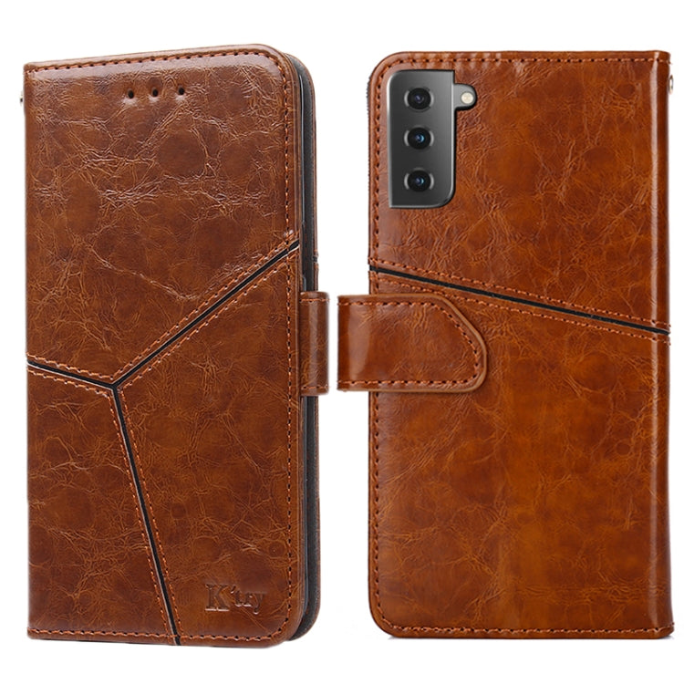 For Samsung Galaxy S21+ 5G Geometric Stitching Horizontal Flip TPU + PU Leather Case with Holder & Card Slots & Wallet