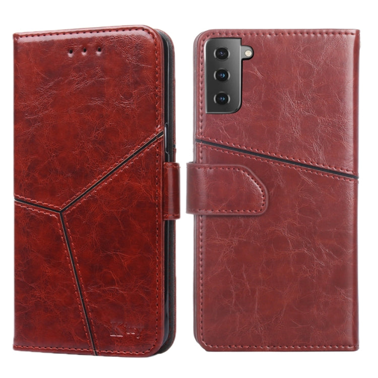 For Samsung Galaxy S21+ 5G Geometric Stitching Horizontal Flip TPU + PU Leather Case with Holder & Card Slots & Wallet