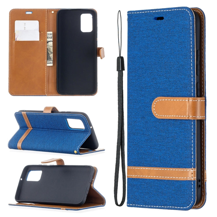 For Samsung Galaxy A02s (EU Version) Color Matching Denim Texture Horizontal Flip Leather Case with Holder & Card Slots & Wallet & Lanyard