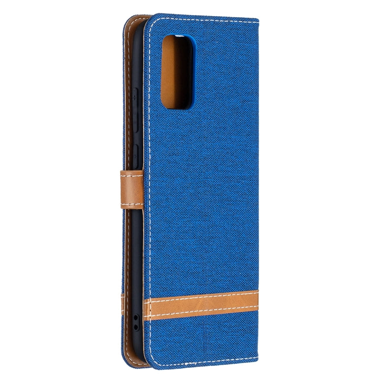 For Samsung Galaxy A02s (EU Version) Color Matching Denim Texture Horizontal Flip Leather Case with Holder & Card Slots & Wallet & Lanyard
