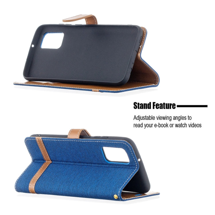 For Samsung Galaxy A02s (EU Version) Color Matching Denim Texture Horizontal Flip Leather Case with Holder & Card Slots & Wallet & Lanyard