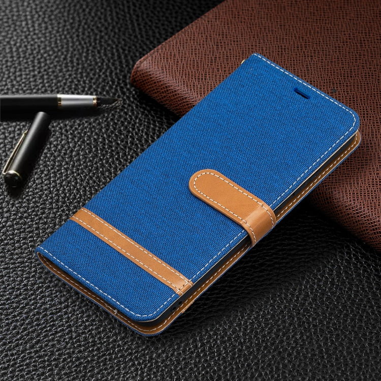 For Samsung Galaxy A02s (EU Version) Color Matching Denim Texture Horizontal Flip Leather Case with Holder & Card Slots & Wallet & Lanyard