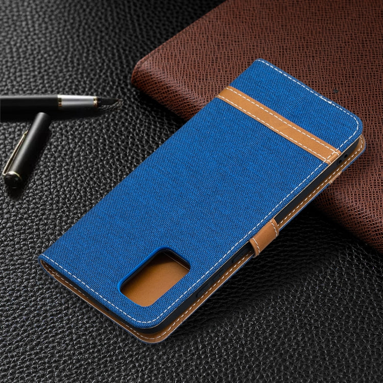 For Samsung Galaxy A02s (EU Version) Color Matching Denim Texture Horizontal Flip Leather Case with Holder & Card Slots & Wallet & Lanyard