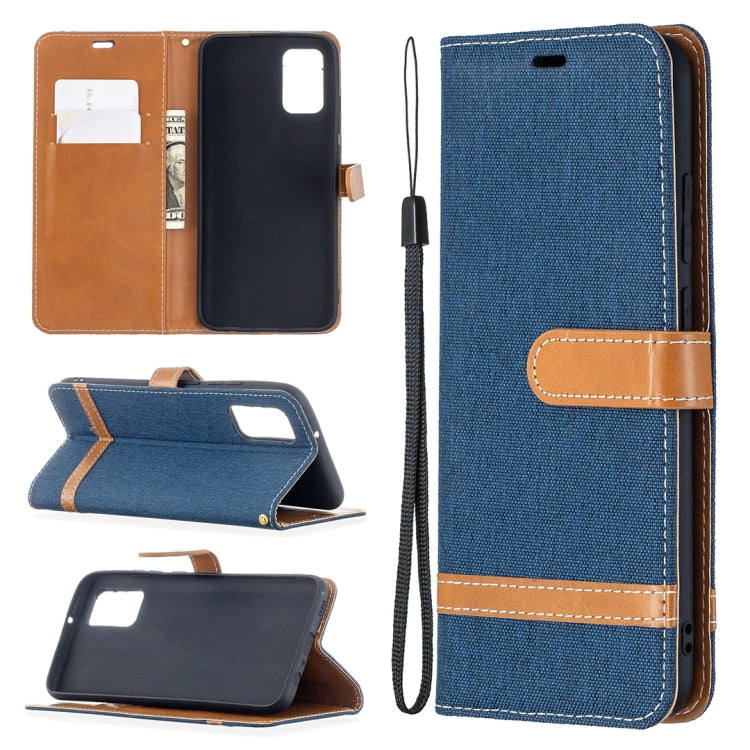 For Samsung Galaxy A02s (EU Version) Color Matching Denim Texture Horizontal Flip Leather Case with Holder & Card Slots & Wallet & Lanyard