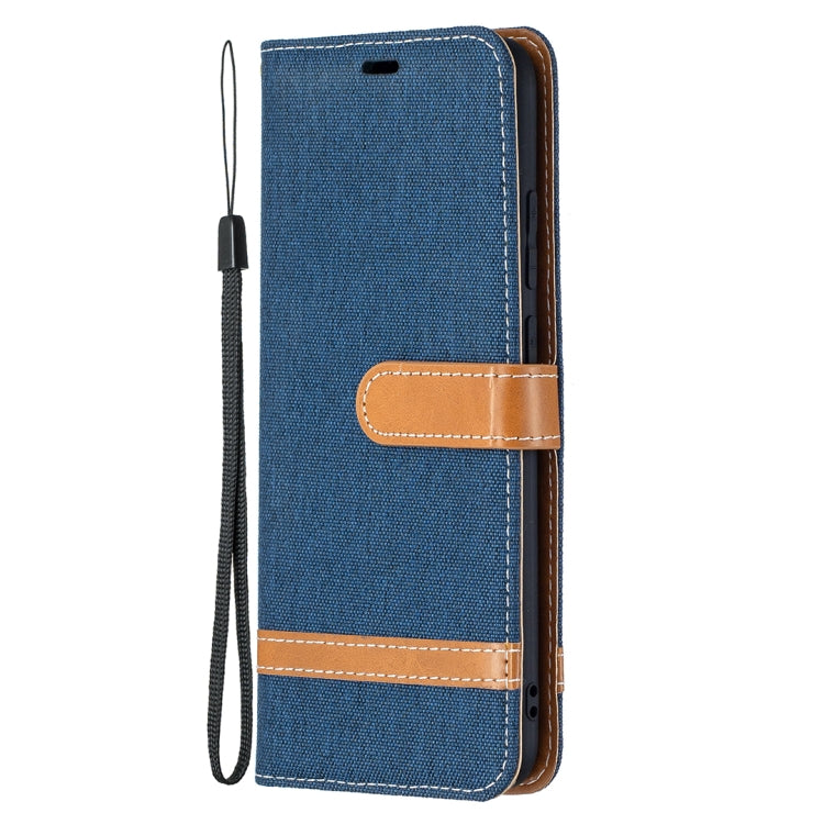 For Samsung Galaxy A02s (EU Version) Color Matching Denim Texture Horizontal Flip Leather Case with Holder & Card Slots & Wallet & Lanyard