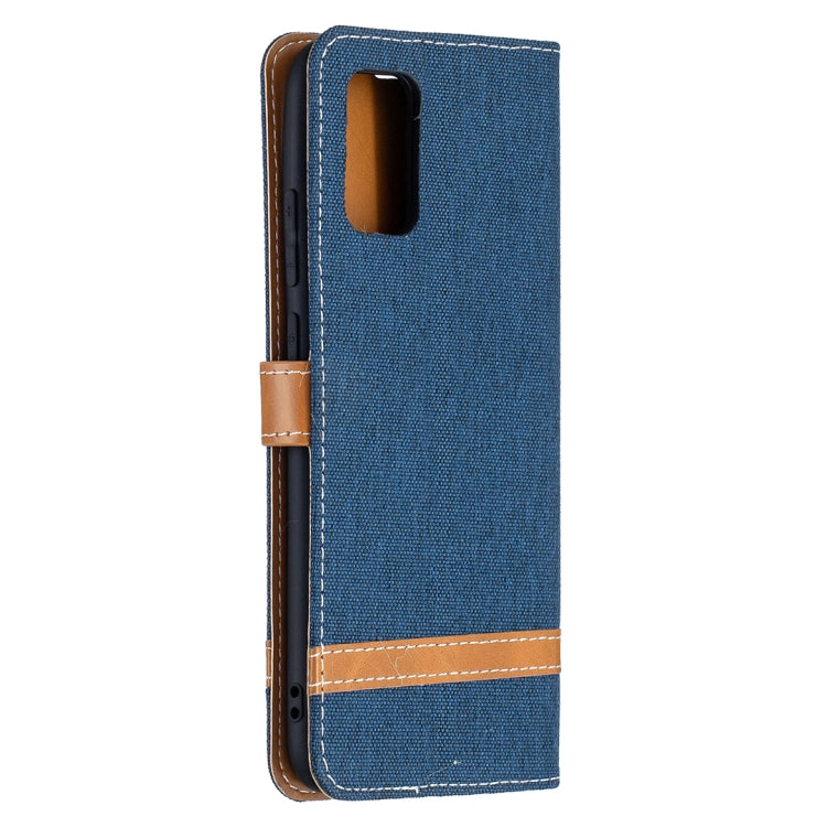 For Samsung Galaxy A02s (EU Version) Color Matching Denim Texture Horizontal Flip Leather Case with Holder & Card Slots & Wallet & Lanyard