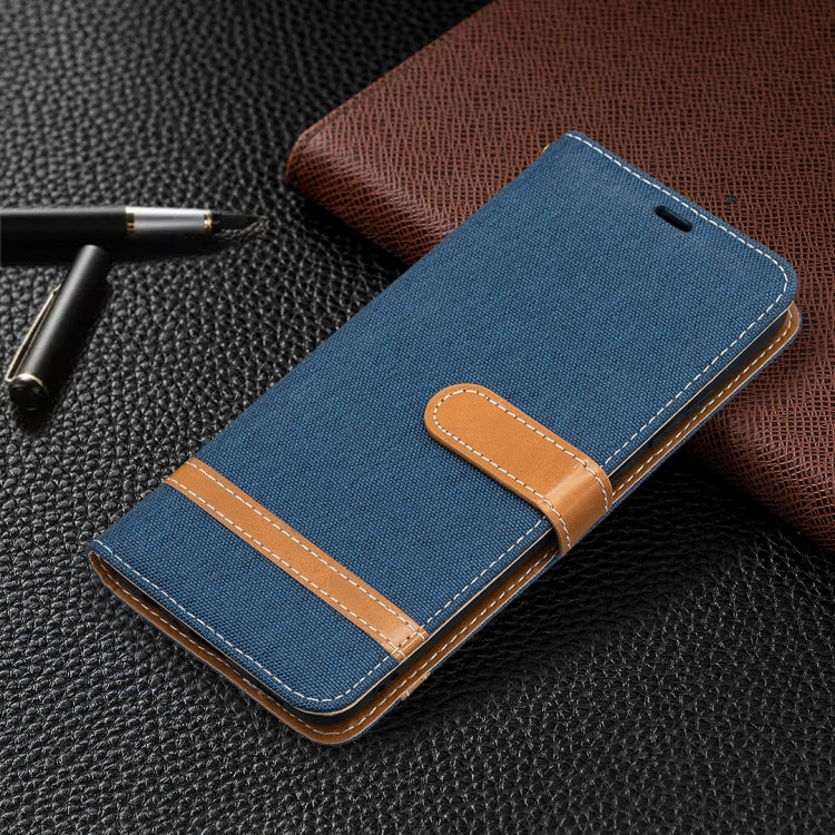 For Samsung Galaxy A02s (EU Version) Color Matching Denim Texture Horizontal Flip Leather Case with Holder & Card Slots & Wallet & Lanyard