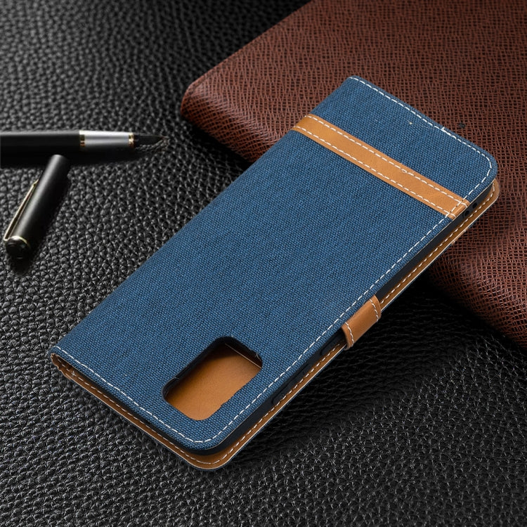 For Samsung Galaxy A02s (EU Version) Color Matching Denim Texture Horizontal Flip Leather Case with Holder & Card Slots & Wallet & Lanyard