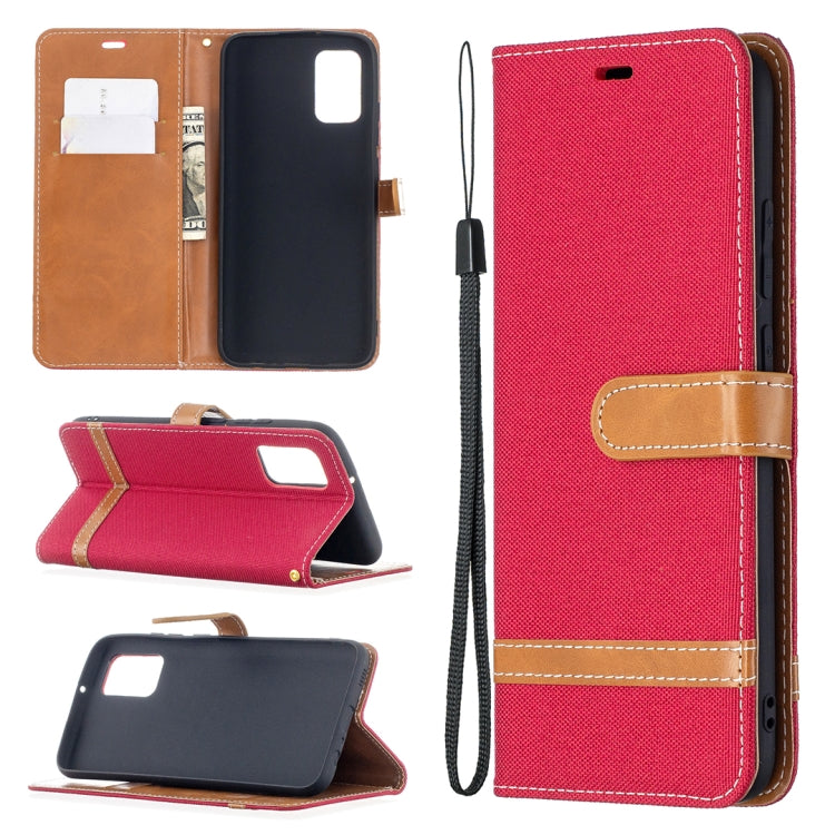 For Samsung Galaxy A02s (EU Version) Color Matching Denim Texture Horizontal Flip Leather Case with Holder & Card Slots & Wallet & Lanyard