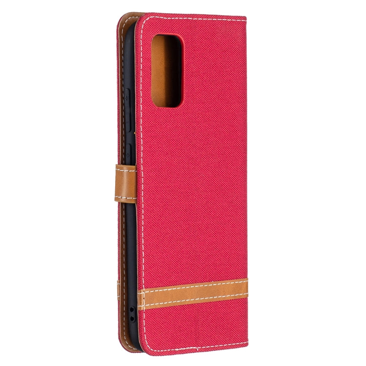 For Samsung Galaxy A02s (EU Version) Color Matching Denim Texture Horizontal Flip Leather Case with Holder & Card Slots & Wallet & Lanyard